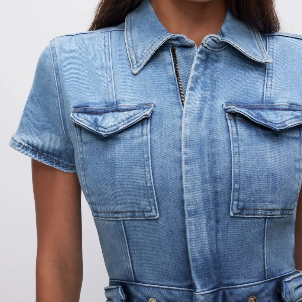 Good American Medium Blue Denim Overalls